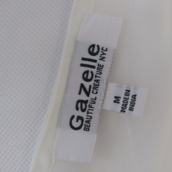 Gazelle White Embroidered Asymmetrical Tank Top Sheer Size M - Picture 8 of 11